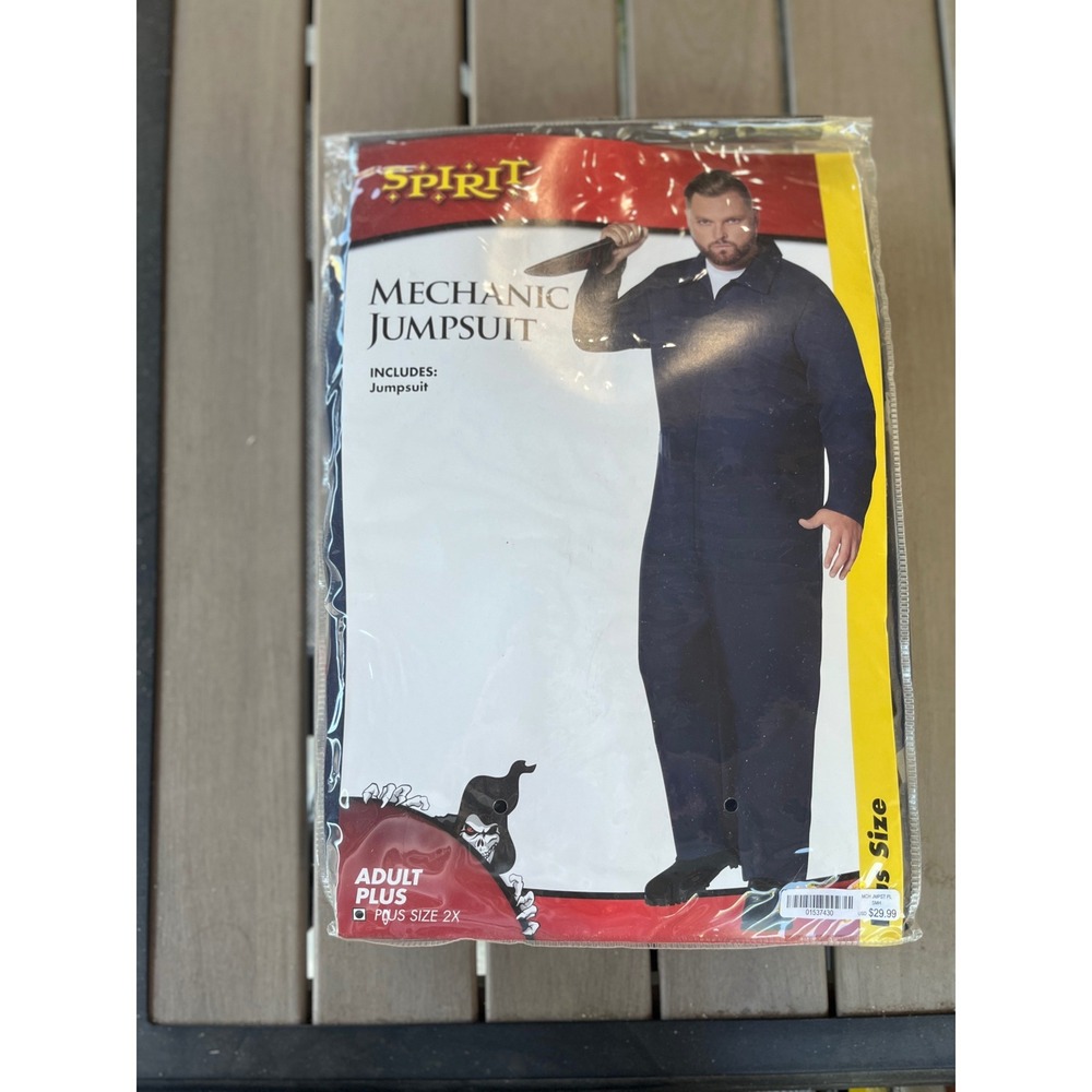 Spirit Halloween Mechanic Jumpsuit Adult Plus Size 2X Navy Blue Costume 01537430